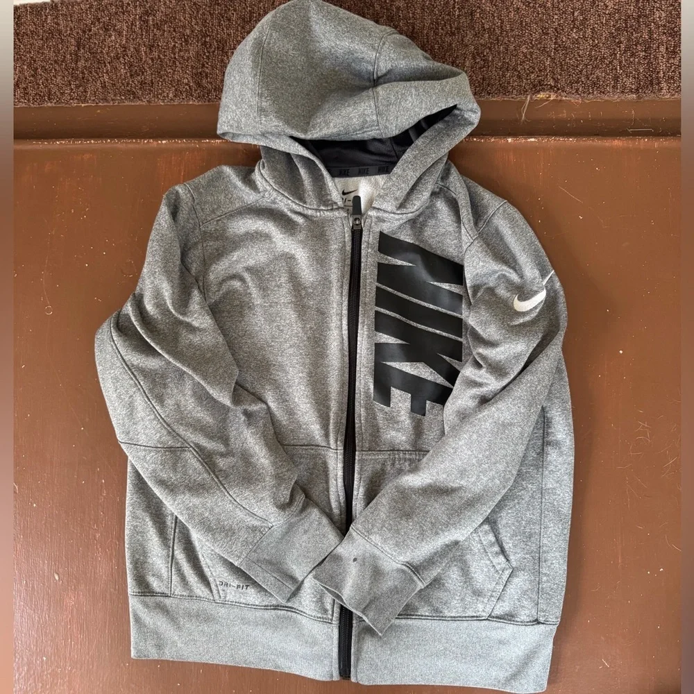 Youth Large Nike Gray Full-Zip Hoodie